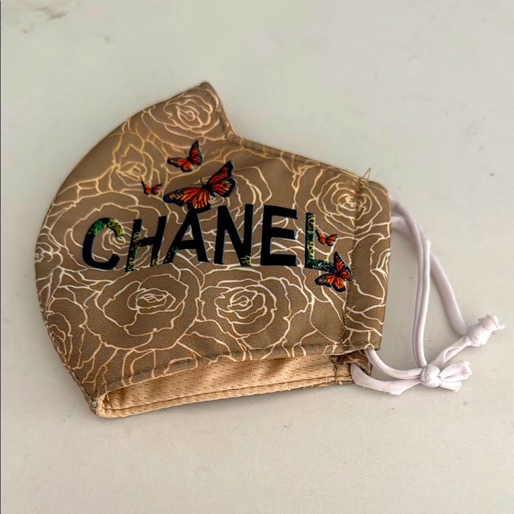 Unbranded Face Mask Covering Thick Butterfly Tan Black Medium to Large